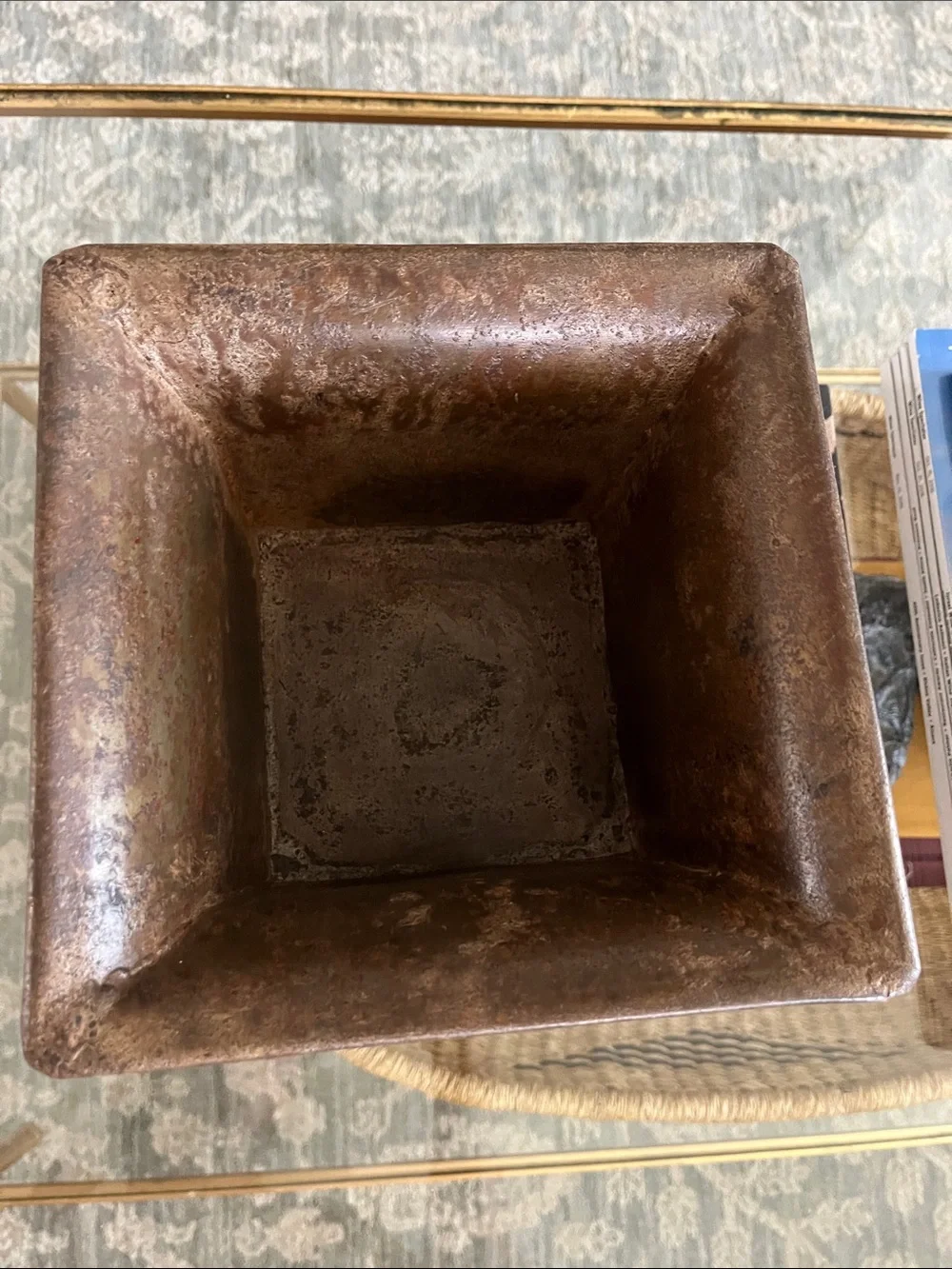 Rustic Brown Metal Planter with Brass Claw Feet